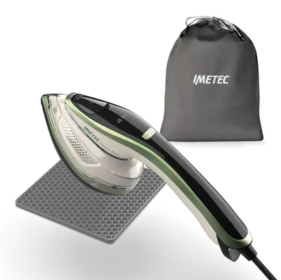 Immagine prodotto di Imetec Steam Easy, ferro da stiro portatile verticale, stira in verticale e orizzontale, piastra ceramica, tripla regolazione di vapore e temperatura, display digitale, pronto in 30pollici, 1200 Watt