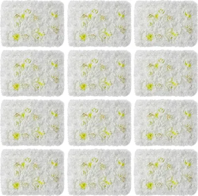 Produktbild von Blumenwand-Hintergrund, 12-teiliges Set, einfache Installation, WEISS