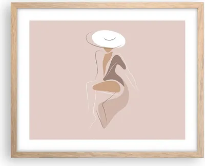 Produktbild von Gerahmtes Poster - Rahmen in heller Eiche - Buntstift Frau Hut - 50x40 cm - Wand Bild - Wanddeko - Wandbilder - Kunstposter - Wandposter - Bilderrahmen - Bilder - Kunstdruck - P2NAA50x40-4773