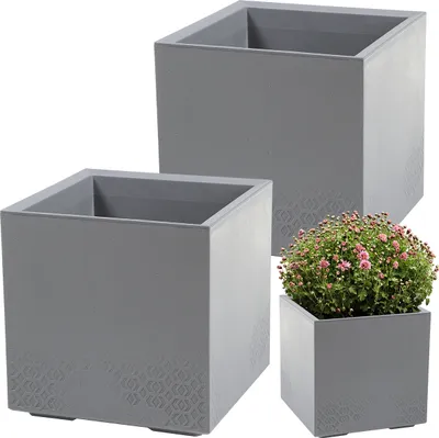 Obrázek produktu pro Lamela sada 2 květináčů | KARO | betonově šedá | 2x40cm