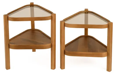 Produktbild von Skye Decor, Hochwertiger Nesting Tisch (2 Stück) aus 100% Buchenholz, Walnuss