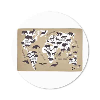 Produktbild von MuchoWow® Mauspad Mousepad Weltkarte Kinder - Weiß - Tiere 30x30 cm - Mousepads - Maus Mat - Pad - Mausunterlage - Tischunterlage - Schreibtischmatten