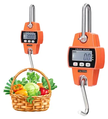Obrázok produktu pre Digitálna váha, nosnosť 300 kg, LCD displej, prenosná váha s háčikmi