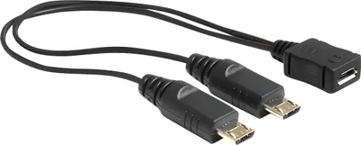 Obrázok produktu pre DeLOCK 20.5cm, USB micro-B - 2 x USB micro-B, 0,205 m, Micro-USB B, 2 x Micro-USB B, USB 2.0, Samec/Samica, Čierna