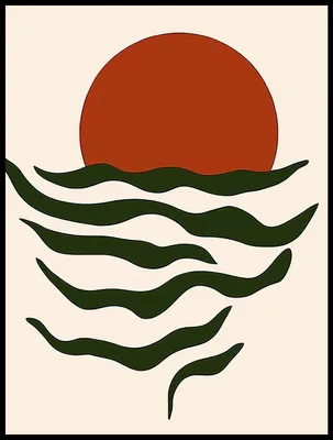 Produktbild von Poster 60x80cm Wellen Minimalistisch, Inneneinrichtung Skandinavischer Stil, Boho