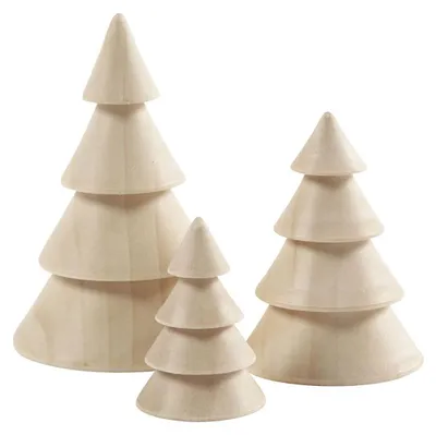 Image de Arbres de Noël en bois - 3 pièces.
