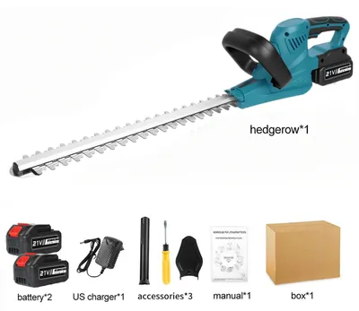 Obrázok produktu pre Akumulátorové nožnice na živé ploty - Elektrické nožnice na živé ploty - 2000 W - Lítiová batéria - 510 mm dvojitá čepeľ - Protišmyková rukoväť - 2 batérie