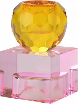 Immagine prodotto di Gift Company Kerzenhalter / Teelichthalter Sari Kugel Cube, Kerzenständer, Glas, Orange / Hellrosa, H 8 cm, 1163001012