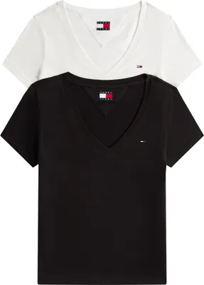 Produktbild von Tommy Jeans Damen Tjw 2pack V-Neck Tee Dw0dw21367 S/S T-Shirt, Multi (Ecru/Black), S EU