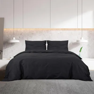 Produktbild von vidaXL Bettwäsche-Set Schwarz 220x240 cm Baumwolle