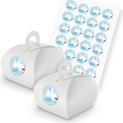 Produktbild von itenga SET 24x Geschenkschachtel mit Griff weiß + Stickerbogen (Motiv 140)