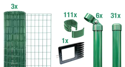Produktbild von Alberts Fix-Clip Pro Gartenzaun, Höhe 81 cm, Länge 75 m, Zaun-Komplettset zum Einbetonieren, grün