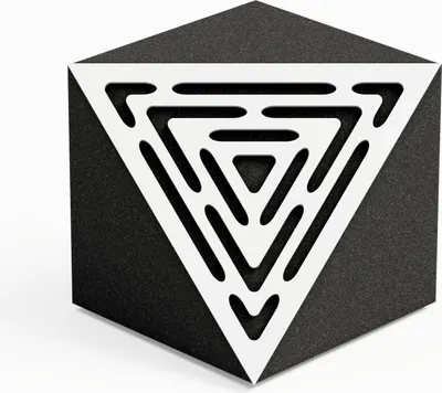 Produktbild von 2er-Pack–Akustik-Eck-Decken-Bassfalle "TRICUB-WAVE"|Schallabsorbierender Akustikschaum mit perforierter,laminierter HDF-Platte [Weiß]