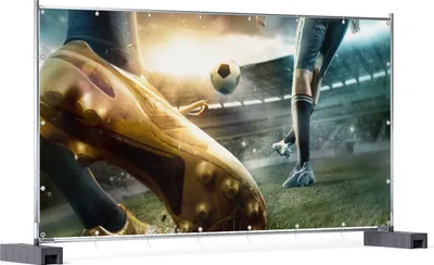Produktbild von Wallario XXL Outdoor-Poster für Garten oder Balkon, Motiv Fußball Goldschuh auf dem Feld, in ca. 340 x 173 cm