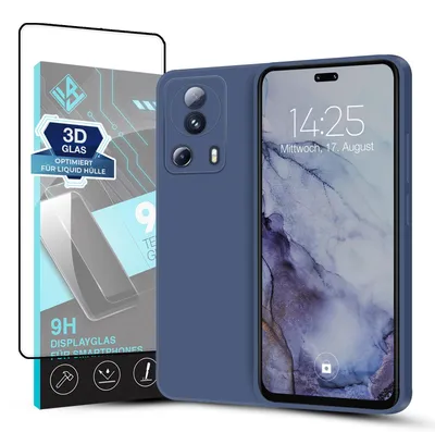 Produktbild von Hülle für Xiaomi 13 Lite 5G mit 9H Displayglas Displayschutz Case Cover Bumper Smartphone Softgrip Schutzhülle Farbe: Lavendelblau