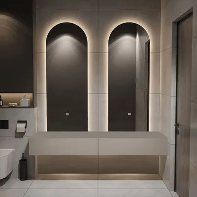 Image de 360Home lavabo armoire de salle de bain en bois massif avec double miroir LED et armoire 130*55cm