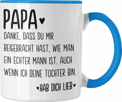 Produktbild von Trendation - Papa Tasse Geschenk von Tochter Kaffeetasse Sprüche Vatertag Geschenkidee Spruch Vater (Blau)