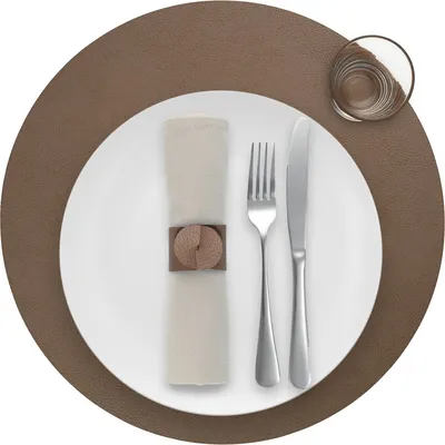 Produktbild von Platzdeckchen Skinnatur "Tobacco" - Rund - Platzsets - Tischset - Recyceltes Leder - Braun - 38cm - 1 Stück