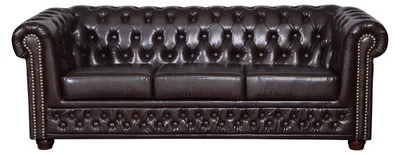 Produktbild von Edles Chesterfield Sofa 3 Sitzer in Kunstleder Vintage braun Couch Polstersofa