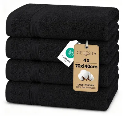 Obrázok produktu pre Rýchloschnúce uteráky 70x140 cm, štvorica, čierna farba, 100% bavlna, froté