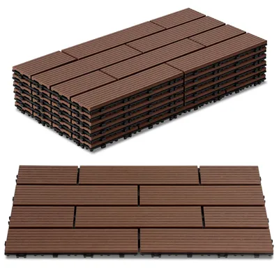 Obrázok produktu pre Vigevee terasové dlaždice WPC, 30x60 cm, červenohnedé, 54 kusov, 9 m², systém kliknutia, vhodné do záhrady a na balkón