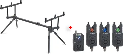 Produktbild von Anaconda Set Rodpod Blaxx Pro für 3 Ruten + Bissanzeiger-Set Blaxx IP 3+1 Rutenauflage Rutenständer Karpfenangeln