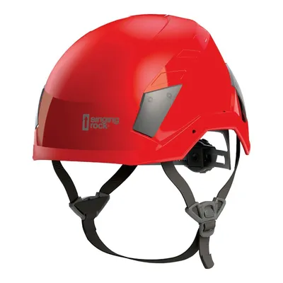 Roter Arbeitshelm "Flash Industry" von singing rock; geeignet für Arbeitssicherheit.