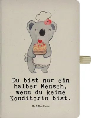 Produktbild von Mr. & Mrs. Panda Tagebuch Konditorin Herz - Transparent - Geschenk, Lustig, Bäckerin, Reisetagebuch, notizbuch, Skizzenbuch, Journal, Witzig, Kladde, Spruch