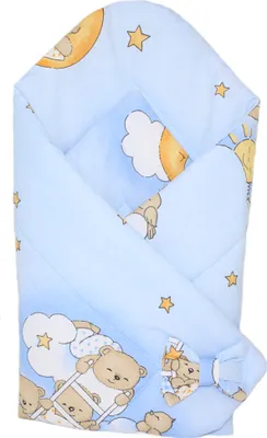 Produktbild von Babyhörnchen, Babynest, Schlafsack Steckkissen Pucktuch Einschlagdecke - D23 - Bärchen auf Leitern Blau