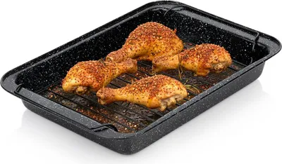 Produktbild von Vilde | Ofenform - Bräter mit Rost - 37,5x25,5 cm - Granitbeschichtung - Antihaft - Ideal für Knuspriges Braten und Geflügel