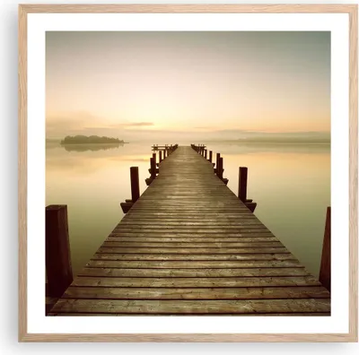 Produktbild von Gerahmtes Poster - Rahmen in heller Eiche - Brücke See - 60x60 cm - Wand Bild - Wanddeko - Wandbilder - Kunstposter - Wandposter - Bilderrahmen - Bilder - Kunstdruck - Wandbild - P2NAC60x60-3625