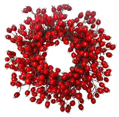 Produktbild von Künstlicher Hagebuttenkranz Ø40cm, Türkranz mit Beeren für Weihnachten