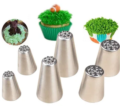 Productafbeelding van Set van 6 roestvrijstalen spuitmondjes voor het decoreren van taarten en desserts