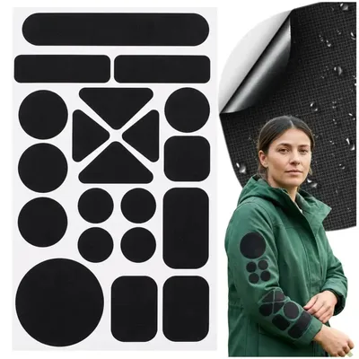 Image de Patchs de réparation autocollants pour vêtements – Kit noir sans couture