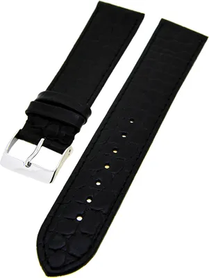 Produktbild von Uhrenarmband Kalbleder Schwarz 20mm Kroko-Struktur Dornschließe