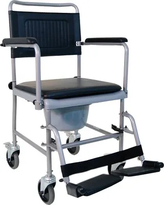 Produktbild von Drive Medical Toilettenrollstuhl TRS 130, mobil, 130kg, Stahl pulverbeschichtet, grau-schwarz, über WC fahrbar, klappbare Armlehnen, einfache werkzeuglose Montage