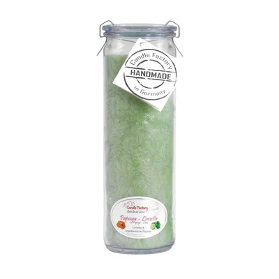 Produktbild von Big-Jumbo Kerze von Candle Factory im Glas mit Duft in tollen Farben : Papaya-Limette Mit Duft Big-Jumbo: Papaya-Limette