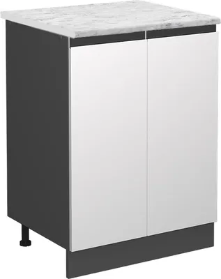 Image de Meuble bas de cuisine Vicco R-Line Blanc 60cm  J-Shape PT Marbre, Model 46633