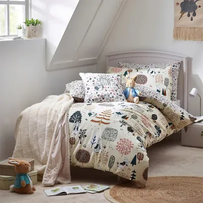 Produktbild von Peter Rabbit - Bettwäsche-Set "Scandi Woods", Angerauhte Baumwolle RV2885 (Einzelbett) (Natürlich)