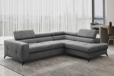 Produktbild von Kaiser Möbel Ecksofa mit schlaffunktion und bettkasten, Sofa L-form, Couch L-form Arcadi Dicker Cord Dunkelgrau Rechts