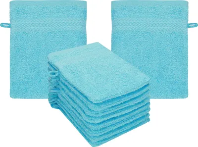 Produktbild von Betz 10 Stück Waschhandschuhe 16x21 cm PREMIUM 100% Baumwolle  Farbe: türkis