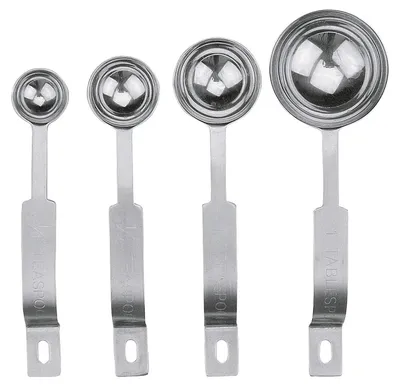 Maatlepelset, 4-teilig, Edelstahl, 15/5/2,5/1,25 ml