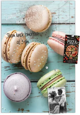 Produktbild von Magnettafel 60x90cm Pinnwand Whiteboard beschreibbar - Macarons auf Holz