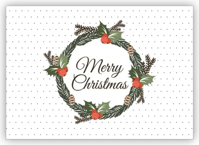 Produktbild von Feine klassische Weihnachtskarte mit edlem Kranz auf Pünktchen: Merry Christmas