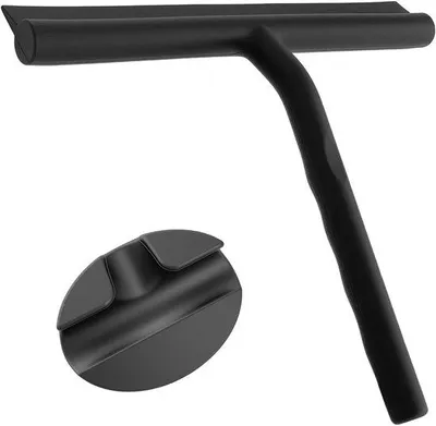 Produktbild von Famanu Duschwischer 21 cm mit magnetischem Halter, selbstklebend, ohne Bohren, schwarz
