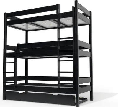 Produktbild von Etagenbett 4 Plätze 90X190 holz ABC - Schwarz