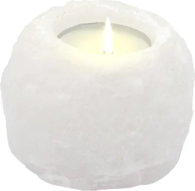 Produktbild von HAF 1x Salzkristall Teelichthalter Weiß ca. 400g | Kristallsalz Kerzenhalter | Handgefertigt Harmonisches Licht | Stilvolle Dekoration | ohne Teelicht