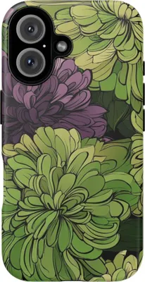Produktbild von Grünes und violettes Chrysanthemenmuster – Hülle Kompatibel mit iPhone 16