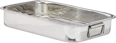 Produktbild von Famanu Bratpfanne mit Grillrost - Ofenform aus Edelstahl - 35 cm