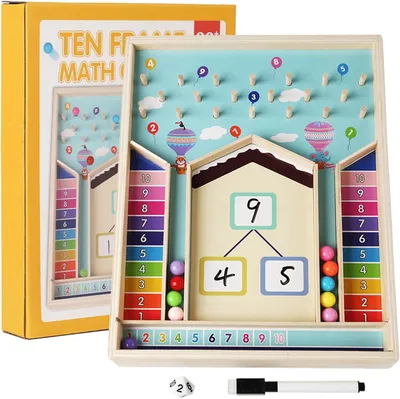 Image de Jouet éducatif en bois pour les mathématiques, méthode Montessori, 3-6 ans. Tableau d'apprentissage pour l'addition et la décomposition jusqu'à 10. Pour les enfants. Apprendre les mathématiques